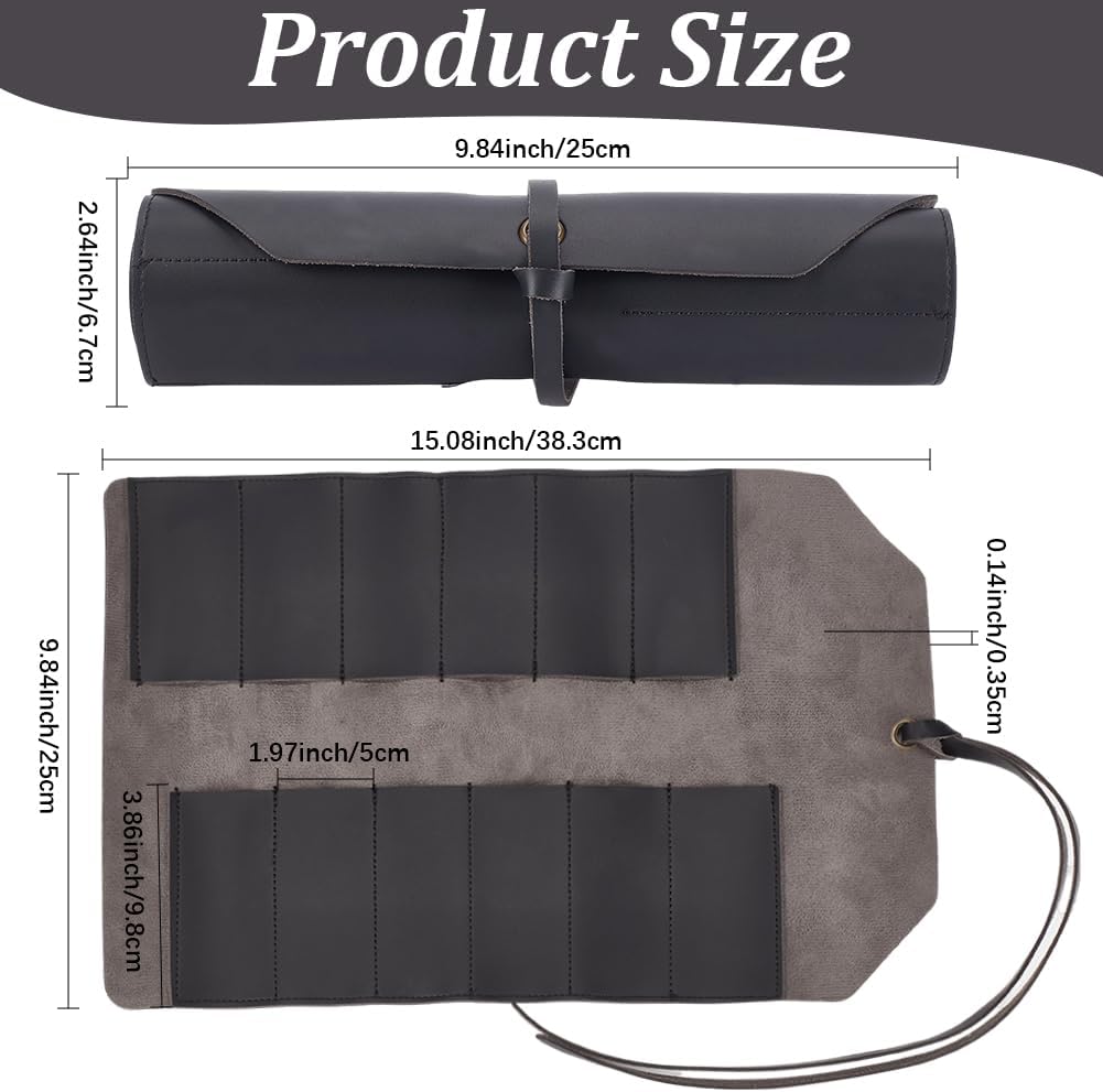 Bolsa organizadora cuero negro 12 ranuras herramientas