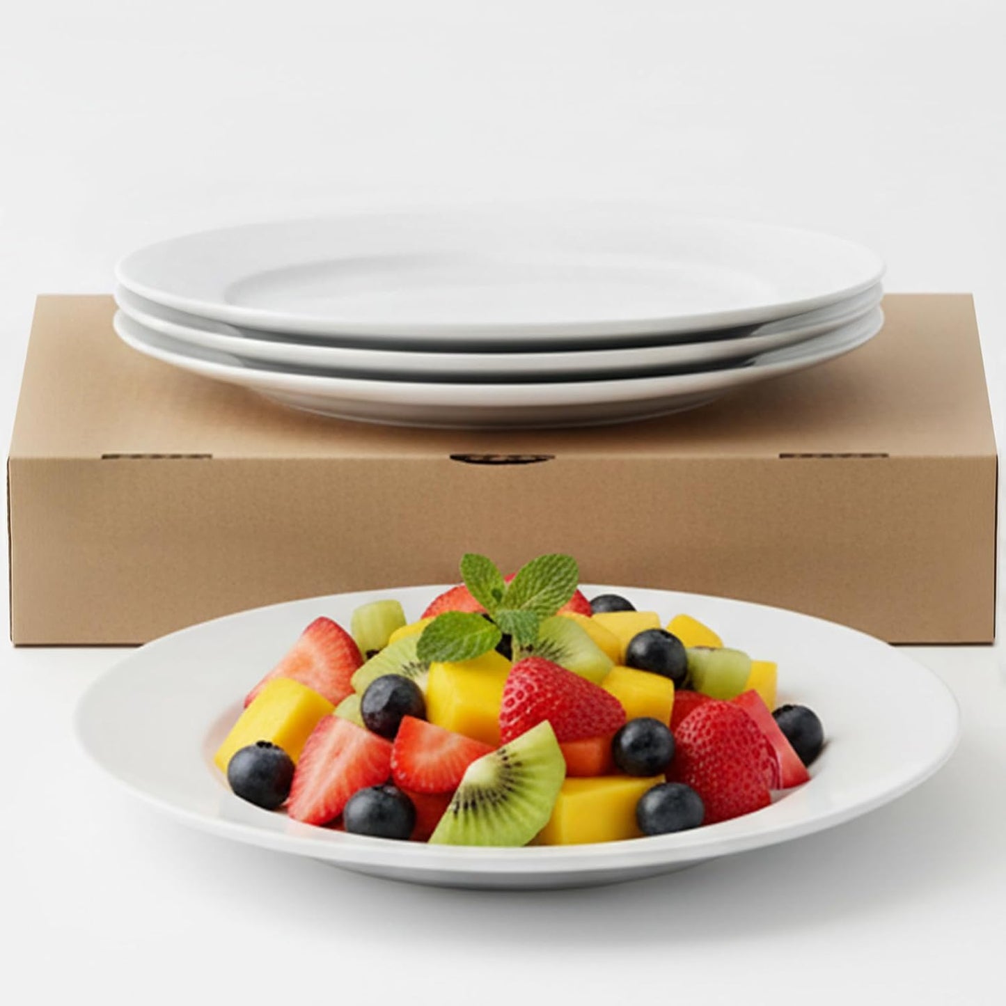 Juego de 4 platos pequeños de cerámica blanca para postre 5 pulgadas