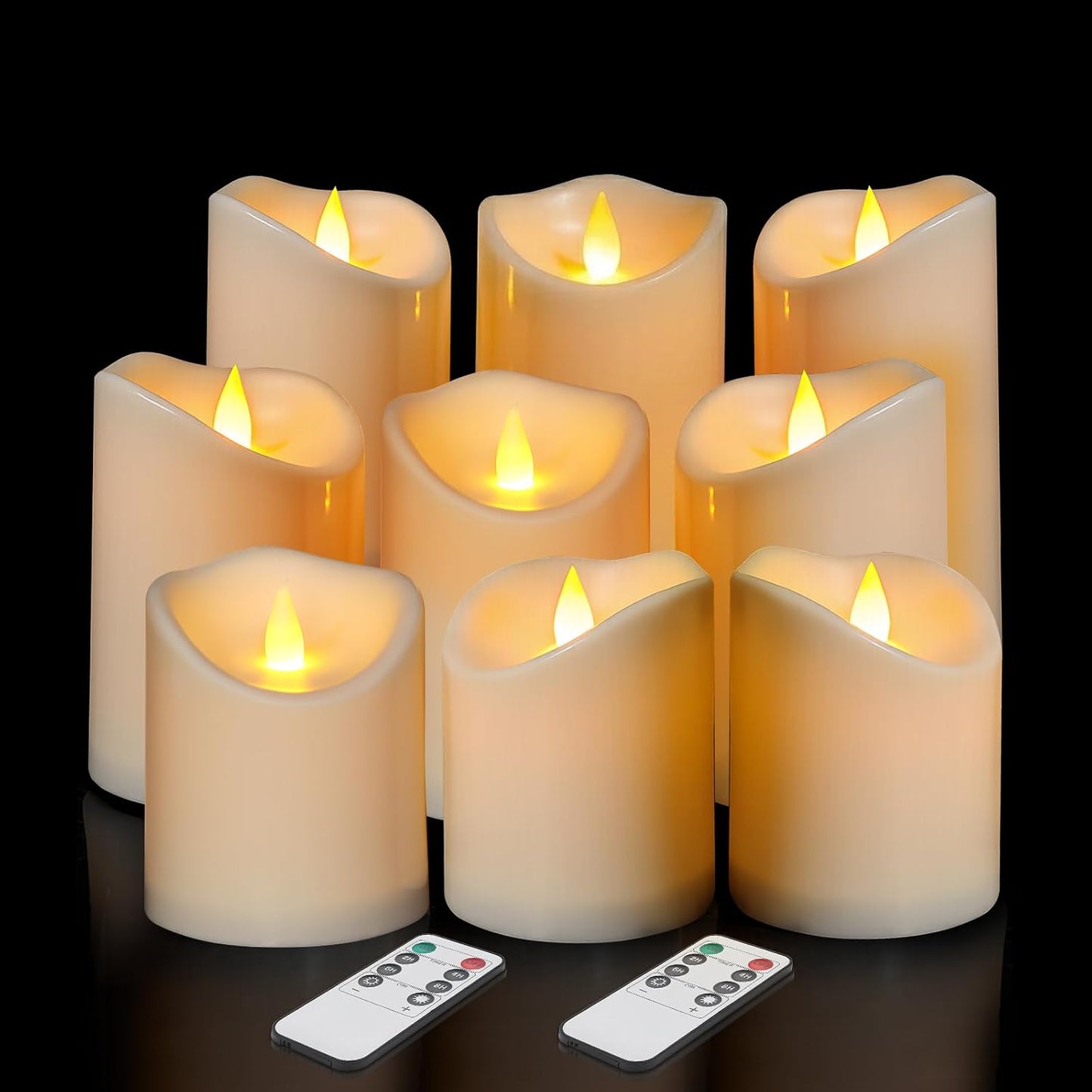 Set 9 Velas LED Pilas Temporizador 8 Teclas