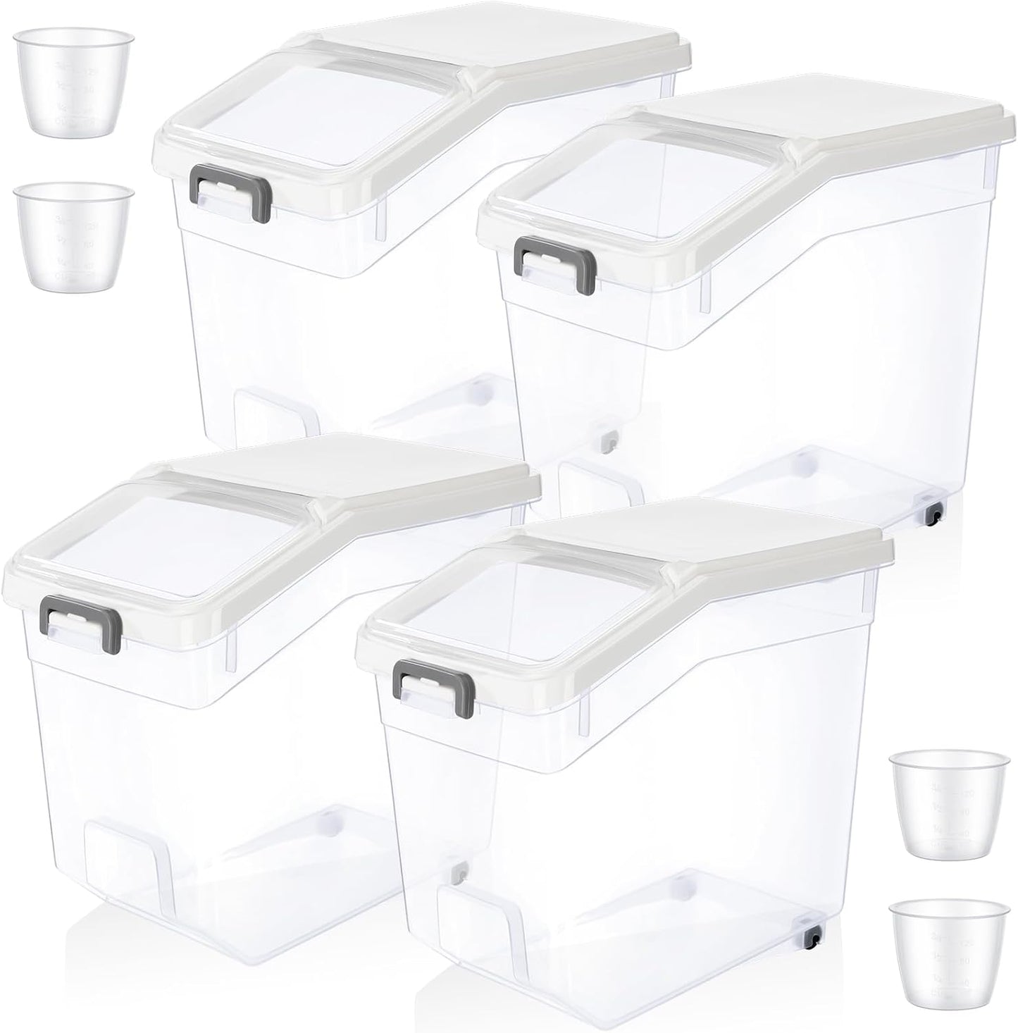 Contenedor transparente para almacenar arroz con ruedas