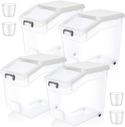 Contenedor transparente para almacenar arroz con ruedas