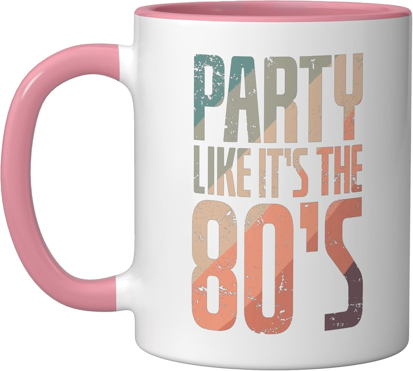 Taza Cerámica para Fiesta 80s Rosa/Blanco