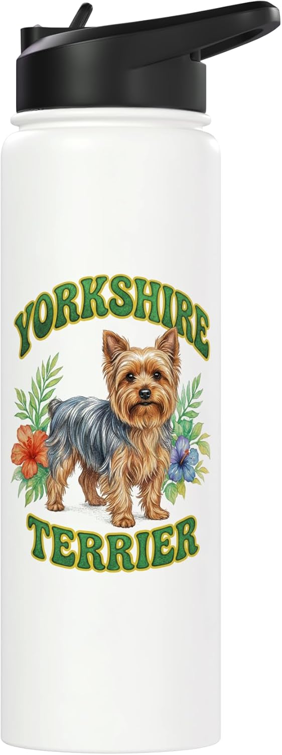 Botella de agua acero inoxidable con diseño floral boho para perros