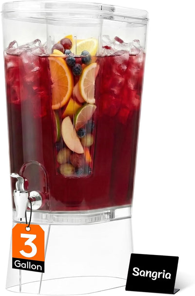 Dispensador de bebidas 3 galones para fiestas con soporte y núcleo de hielo sin BPA