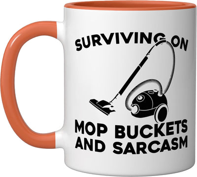Taza Cerámica Limpieza Hogar Naranja/Blanco