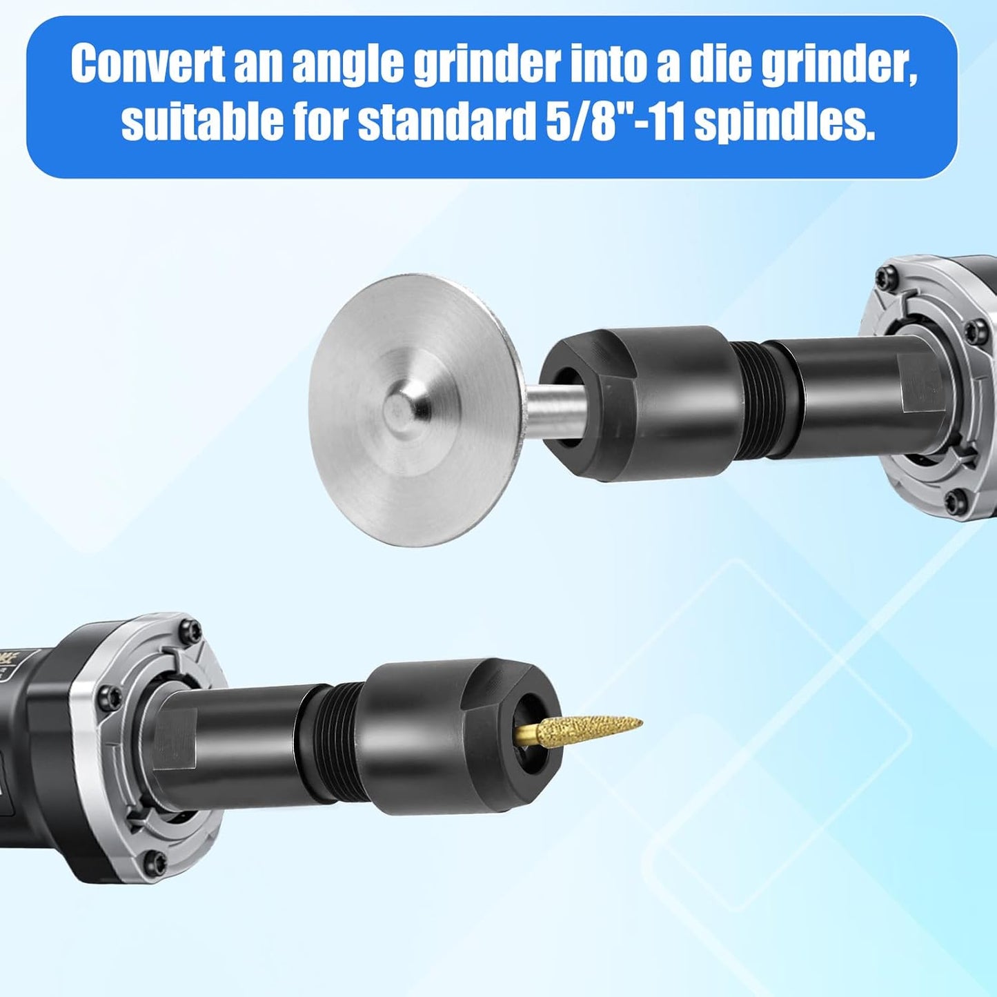 2 Adaptadores Amoladora Troquel Acero Carbono Eje 5/8-11pulg