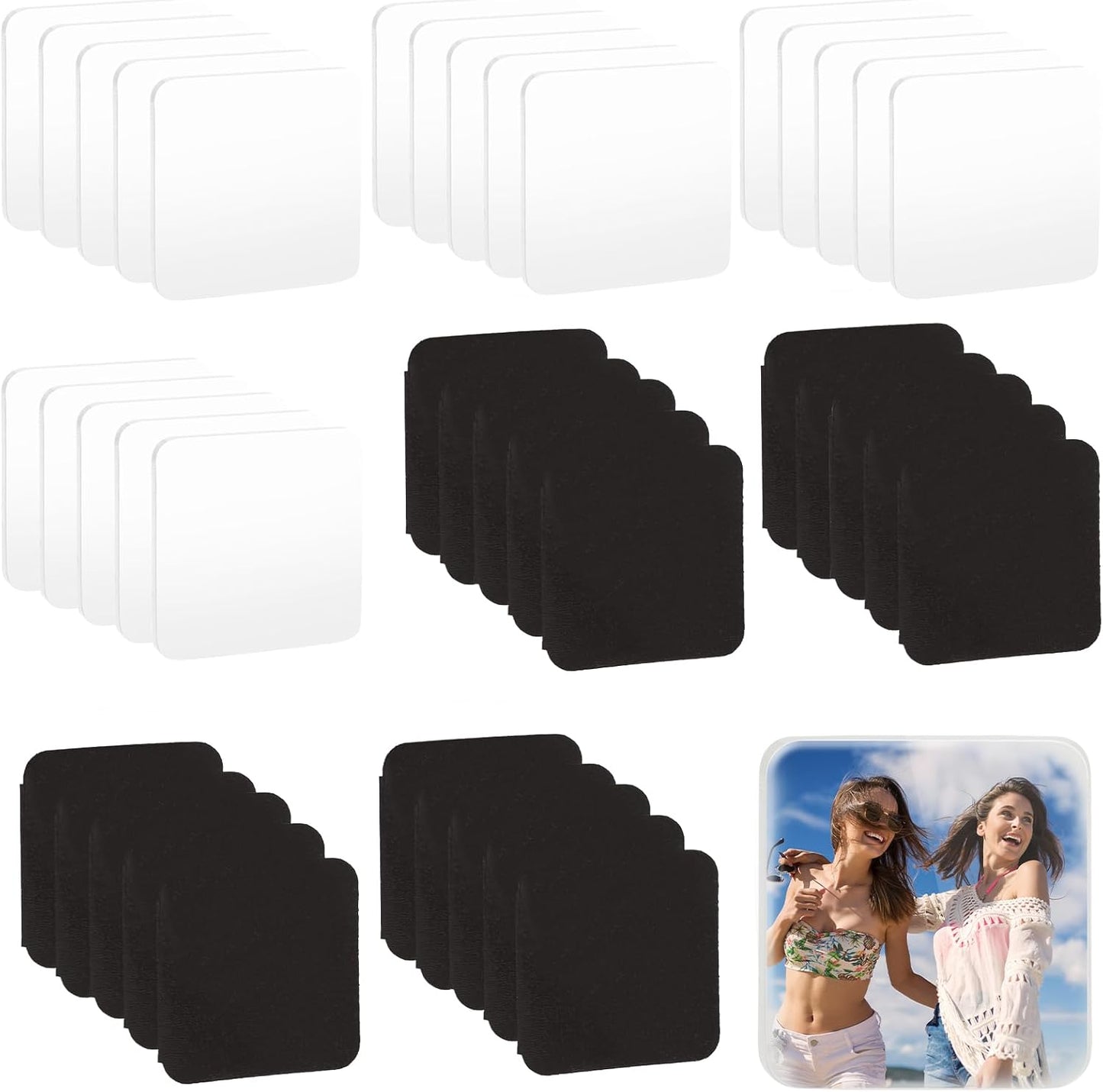 20 piezas acrílico transparente y 20 imanes sublimación blanca 1.6 x 1.6 pulgadas hojas magnéticas para nevera