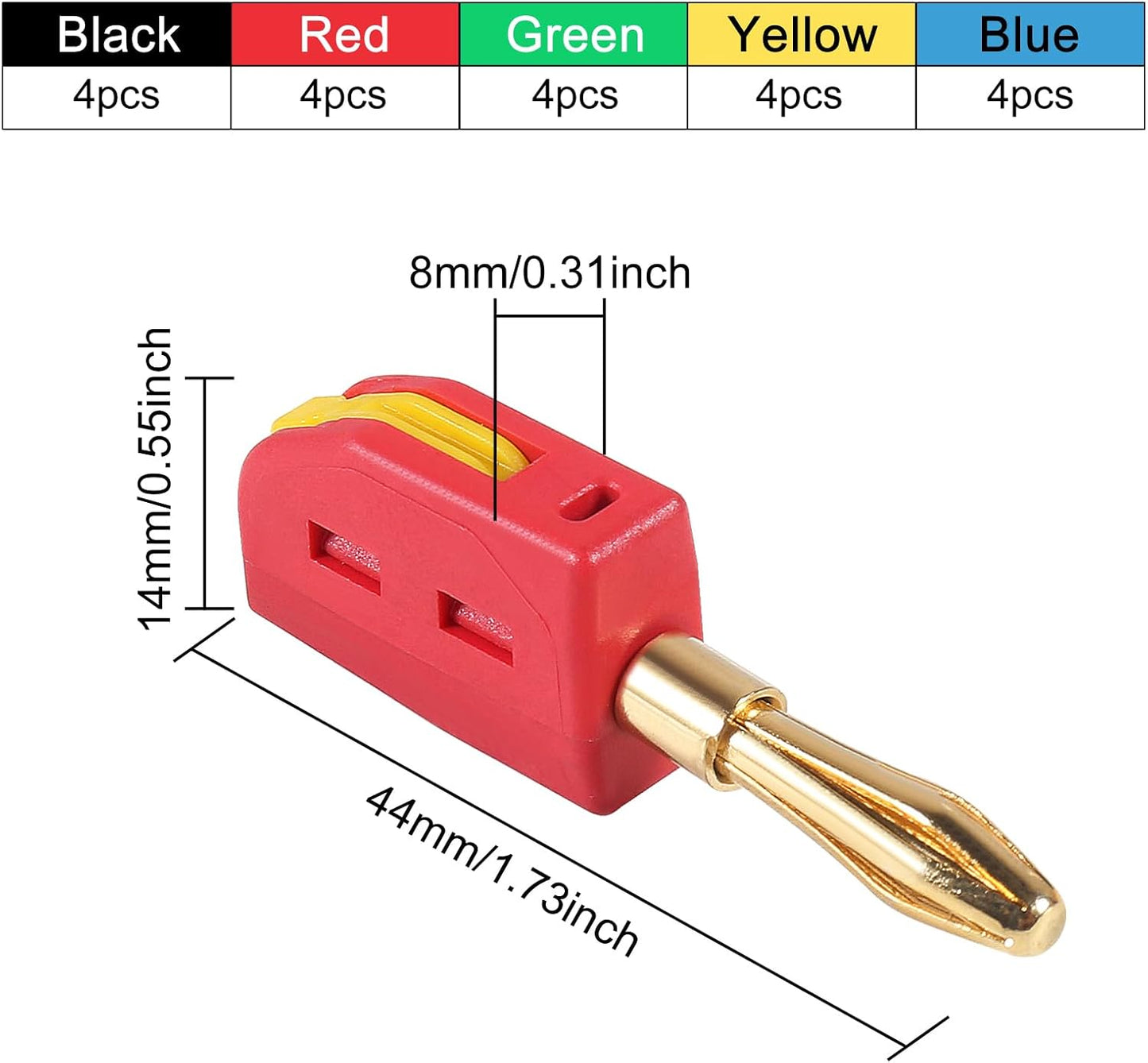 20 Conectores Banana 0.157pulg Chapado Oro 32A Audio