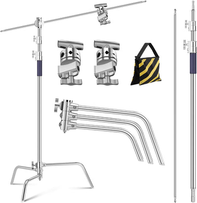 Soporte en C 10.8ft 330cm con bolsa arena y 2 cabezas acero inox
