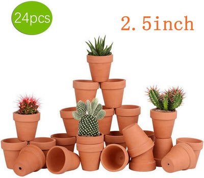 24 Pzas Macetas Terracota 2.5pulg con Agujero Drenaje