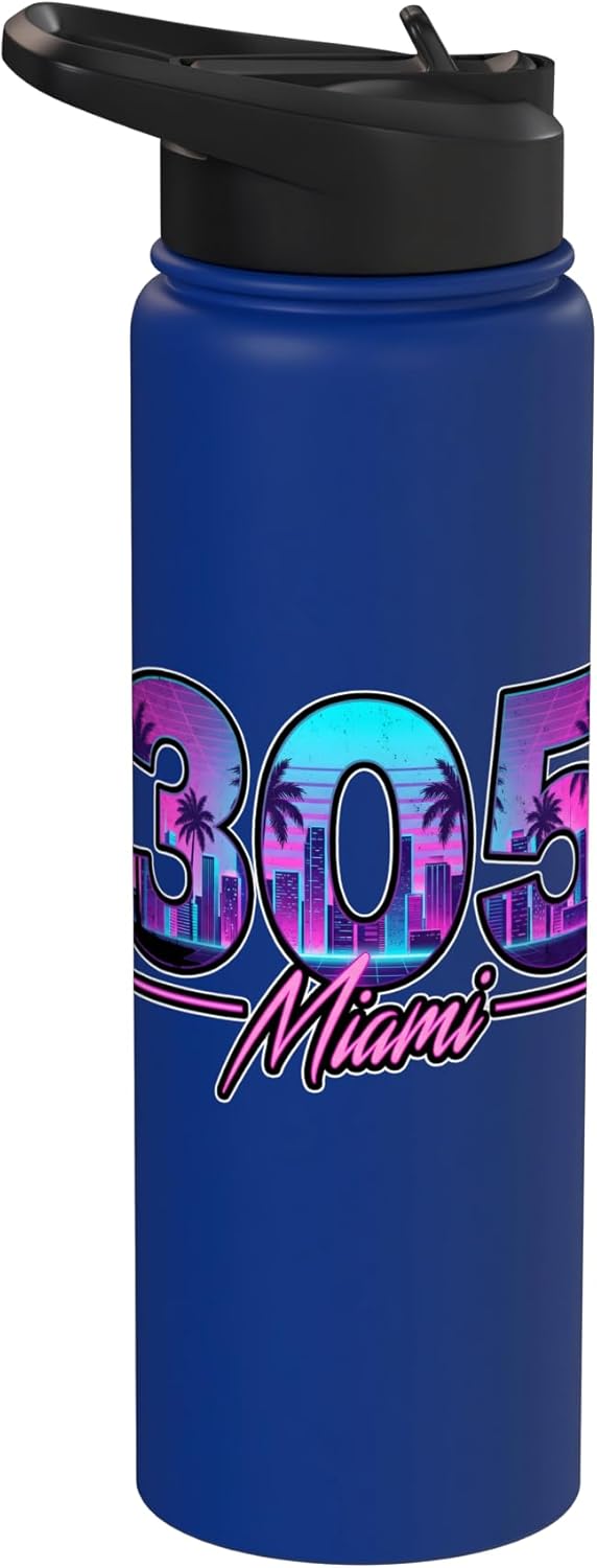 Botella de agua aislada de acero inoxidable Retro Miami