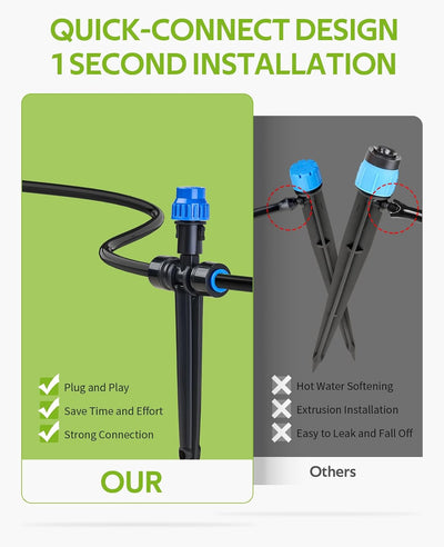 Kit riego nebulización invernadero 59ft tubo 1/4pulg boquillas ajustables