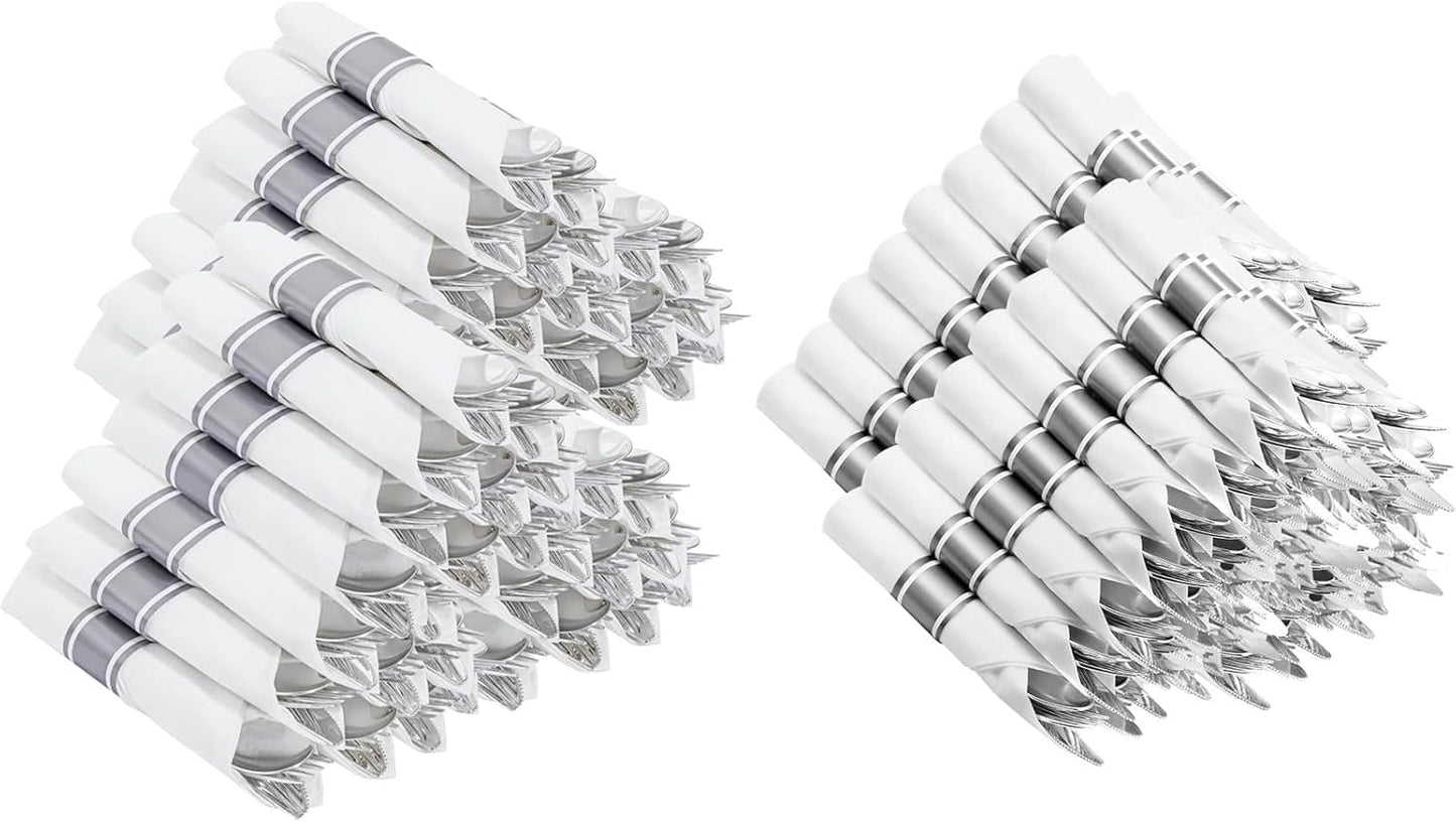 Set 400 Pzas Utensilios Plástico Plateado