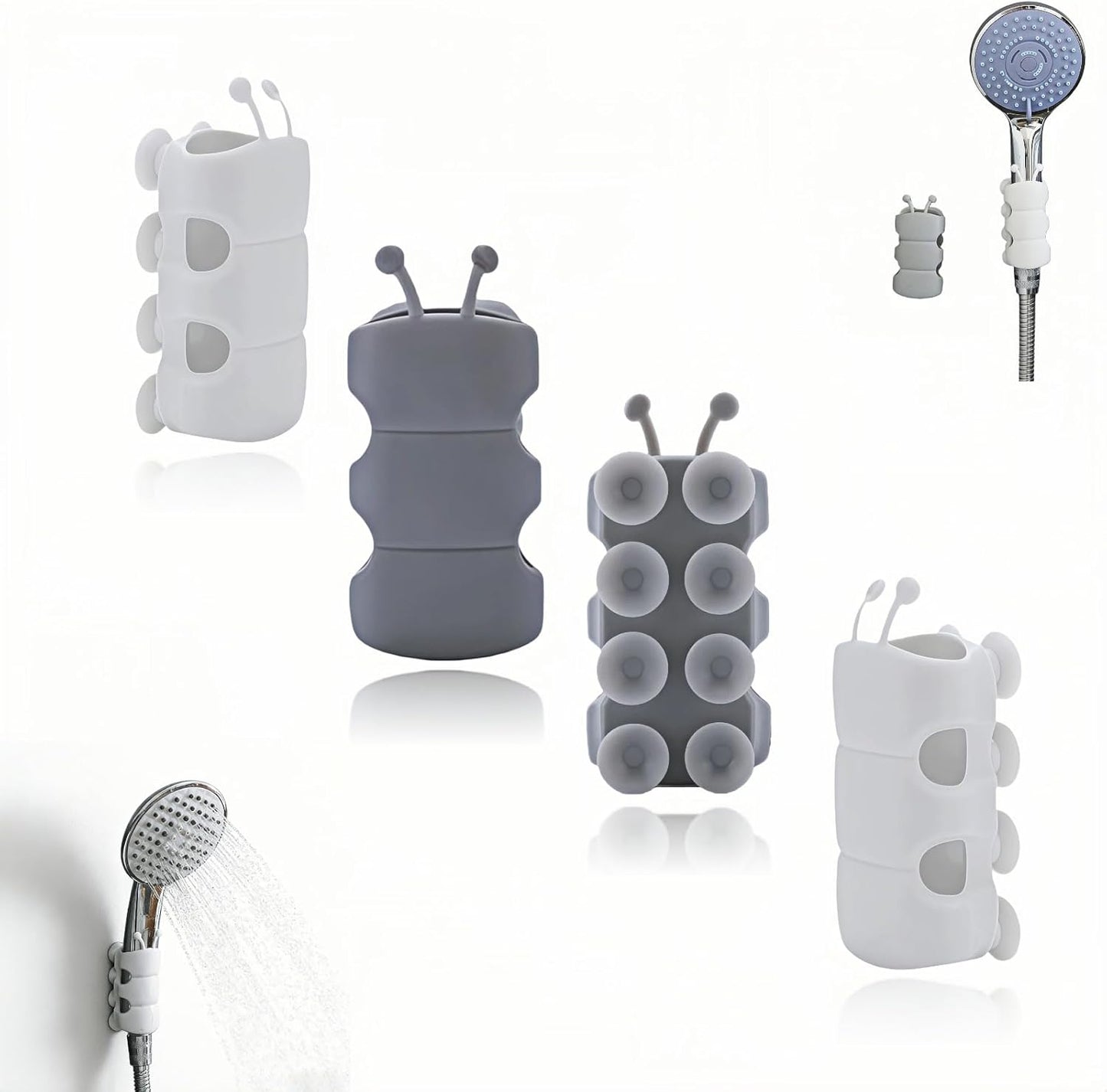 Soporte regadera ajustable sin taladro blanco y gris