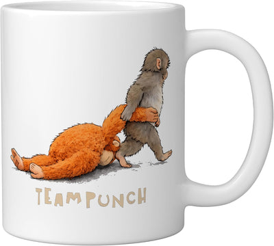 Taza de cerámica Baby Monkey Punch en blanco