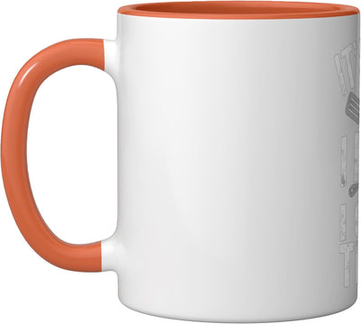 Taza Cerámica Chiste Barbacoa Color Naranja/Blanco