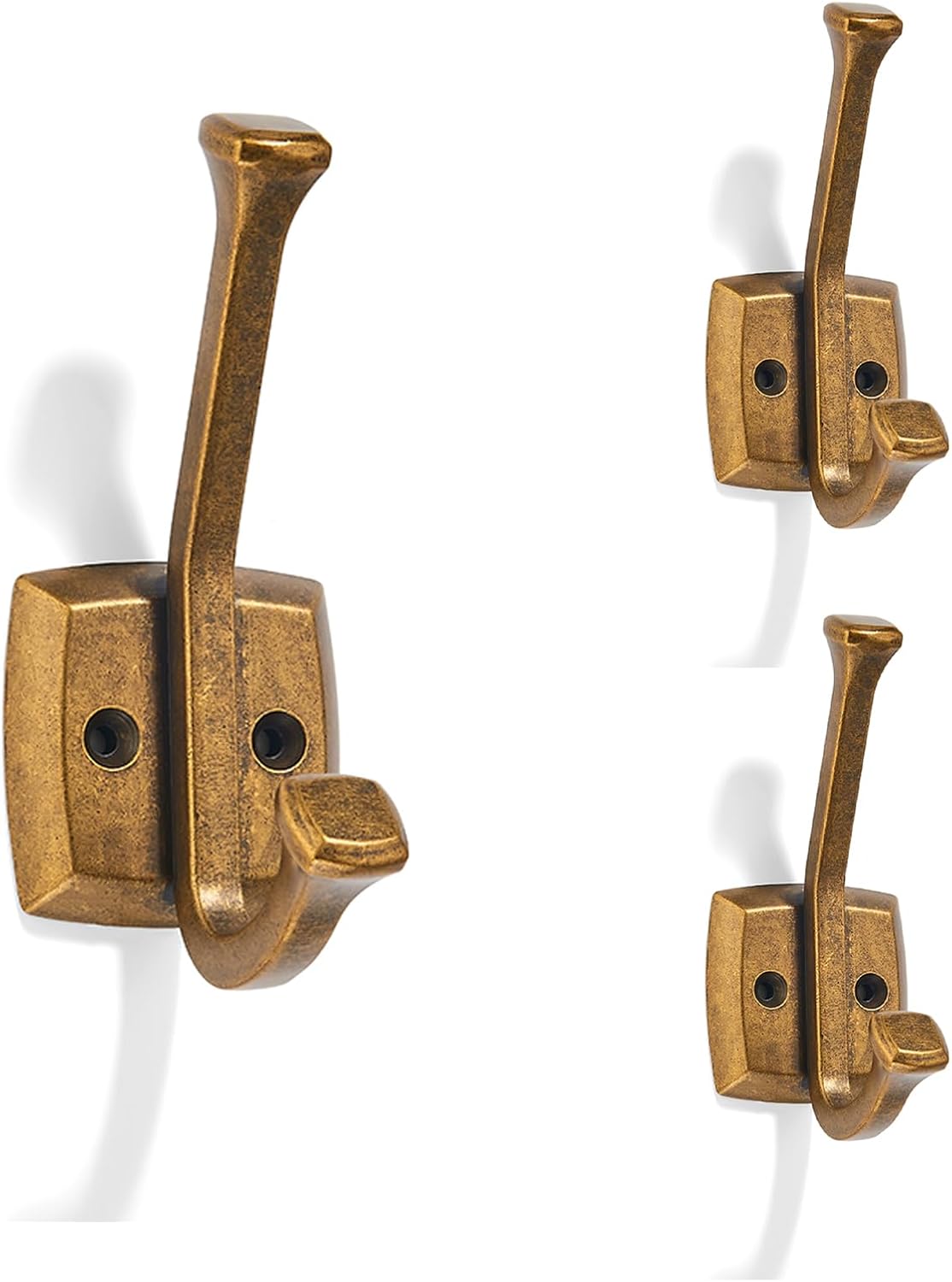 3 Pzas Ganchos Latón Antiguo para Puertas Baños Armarios