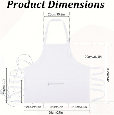Delantal de cocina con 3 bolsillos para mujer y hombre
