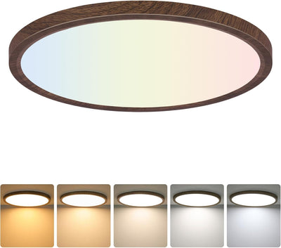Lámpara LED empotrada madera nogal 12pulg 24W 2700K-6500K