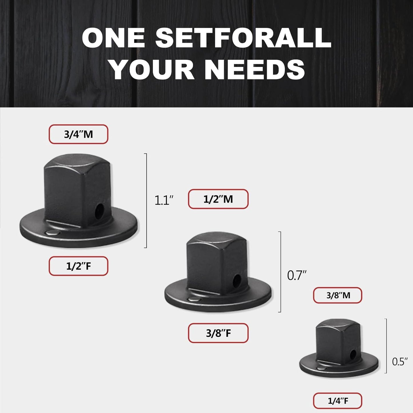 Set 3 Adaptadores Enchufe Acero CR-MO 3/4-1/2