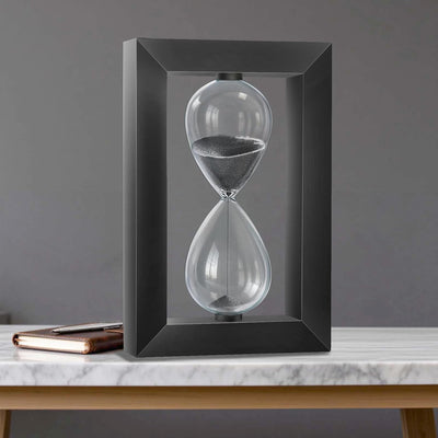 Reloj de arena decorativo de madera negra con temporizador de 30 minutos