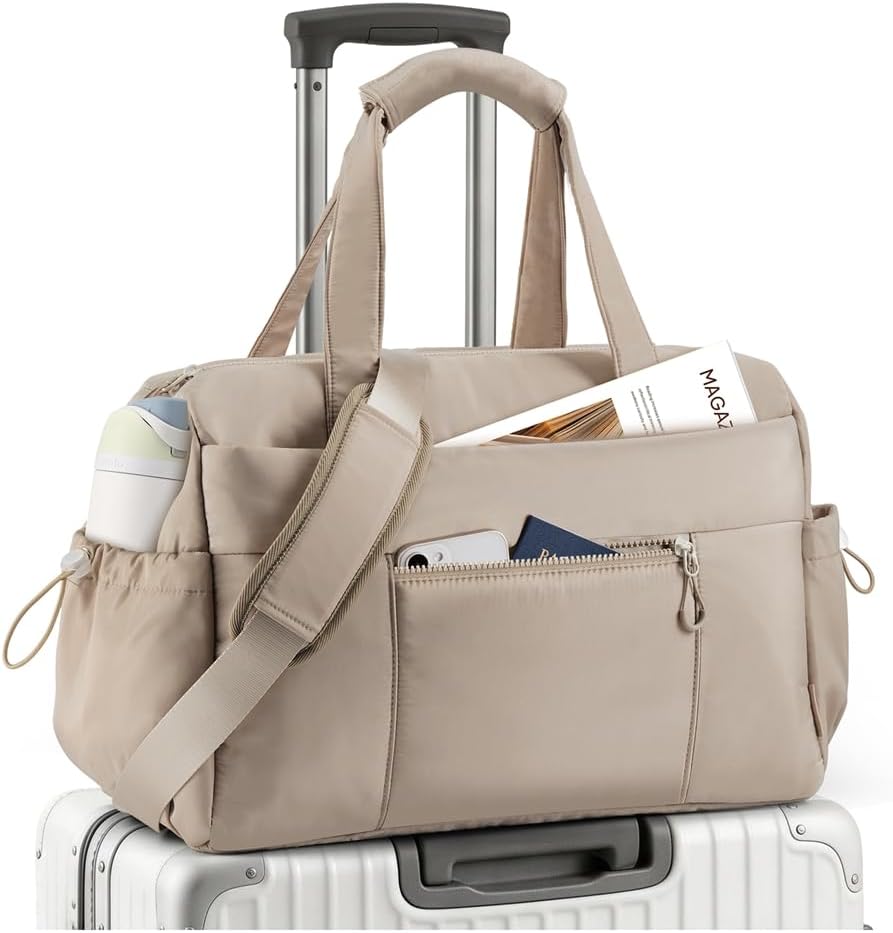 Bolsa fin de semana mujer con bolsillo ropa húmeda y vaso