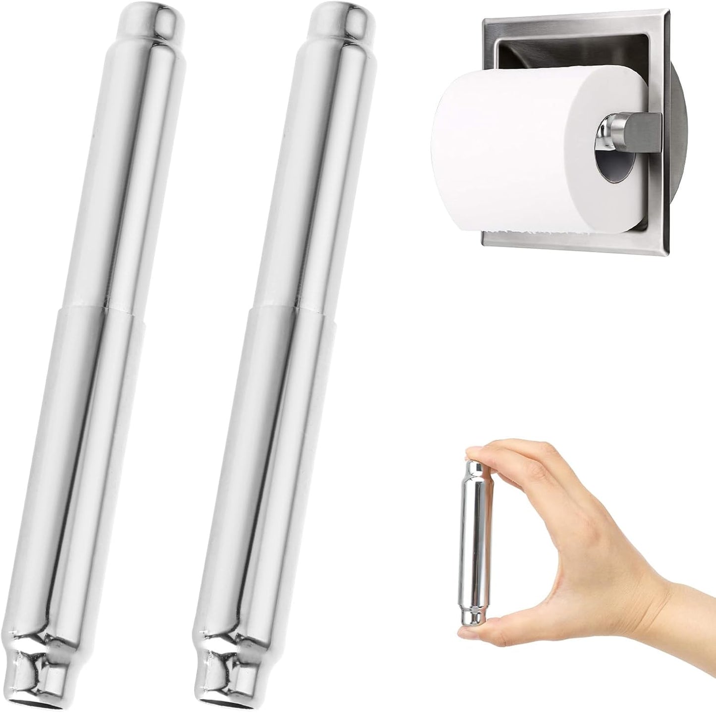 2 Pzas Soporte Papel Higiénico Acero Inox Ajustable Cromado