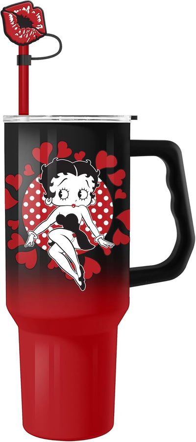 Vaso de acero inoxidable Silver Buffalo Betty Boop con tapa para pajilla y asa