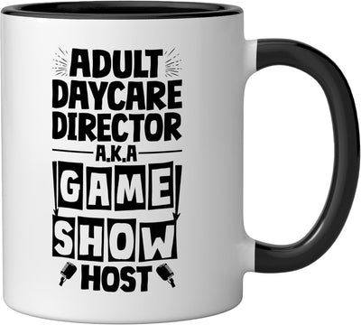 Taza cerámica para anfitrión de juego divertido negra/blanca