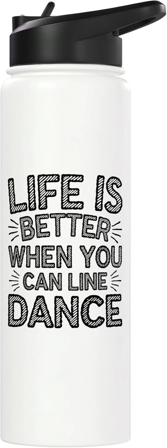 Botella agua acero inox aislada frase country line dancing