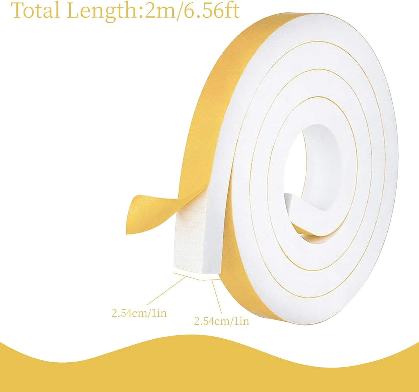 Cinta espuma autoadhesiva 1x1 pulg 6.5ft para ventanas y puertas