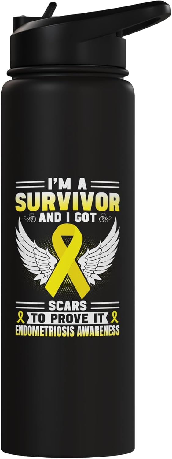 Botella de agua acero inoxidable aislada conciencia endometriosis