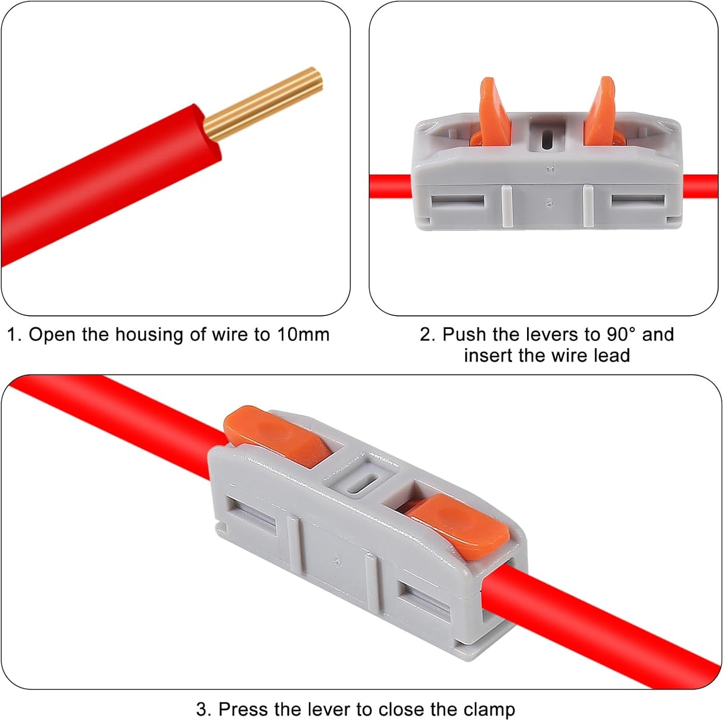 20 Conectores Cable Palanca Empalme Rápido 24-12 AWG