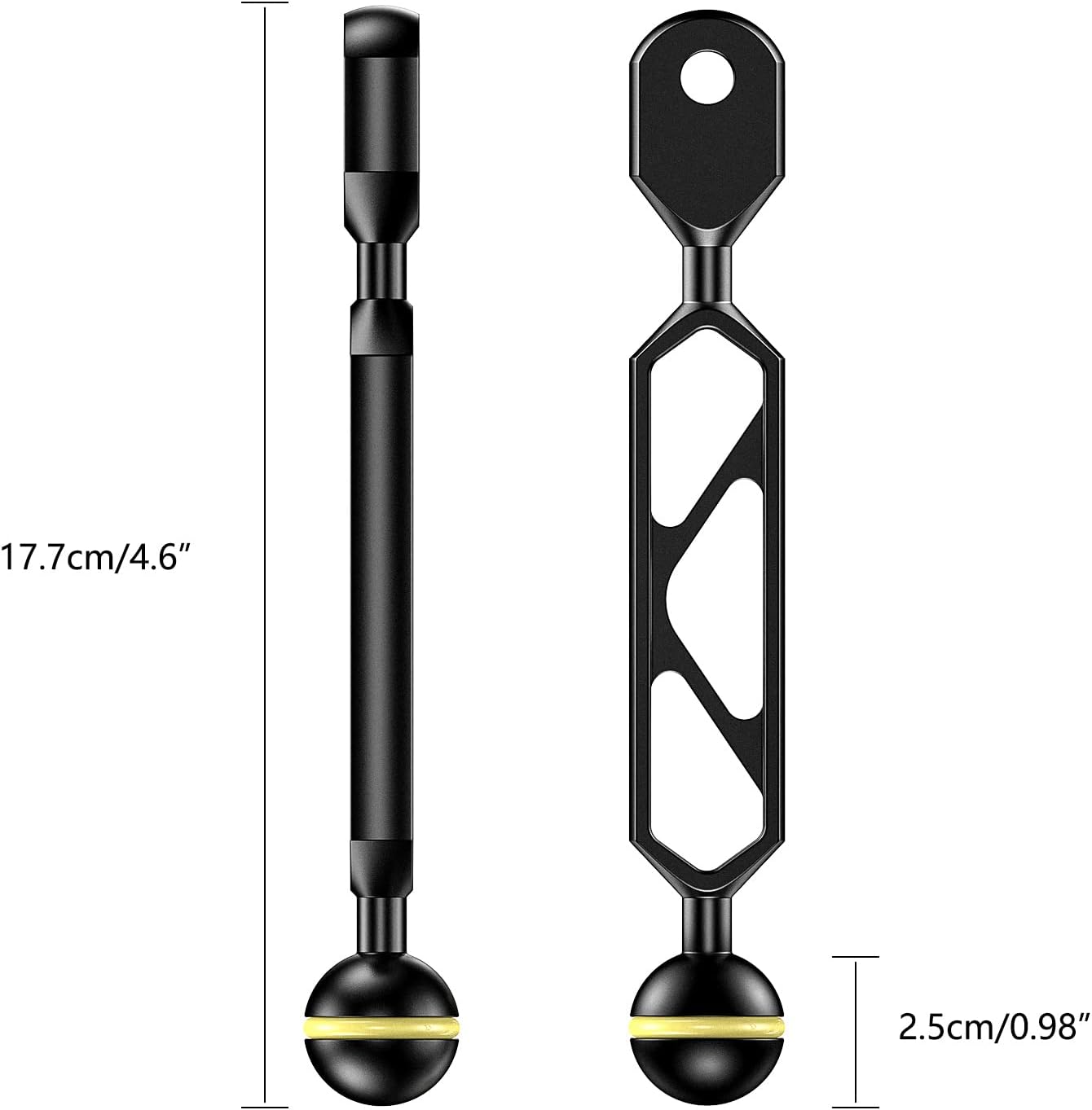 Brazo bola YS 6pulg adaptador aluminio enchufe 1pulg