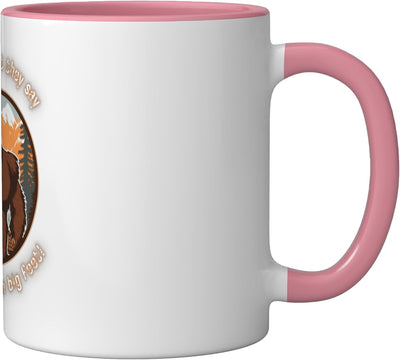 Taza de cerámica Bigfoot rosa/blanca