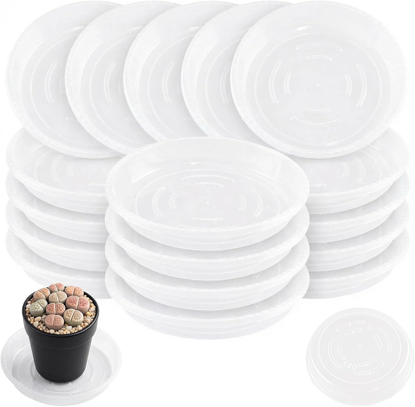 20 Platillos Plástico Transparente 4pulg para Macetas Drenaje