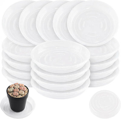 20 Platillos Plástico Transparente 4pulg para Macetas Drenaje