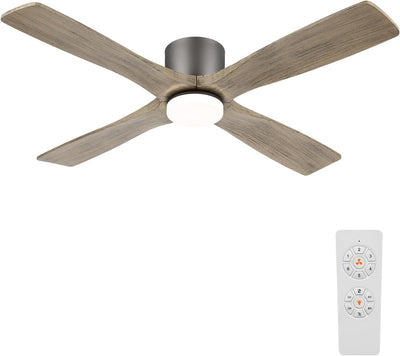 Ventilador techo 48pulg luces 6 vel 4 cuchillas madera motor CC