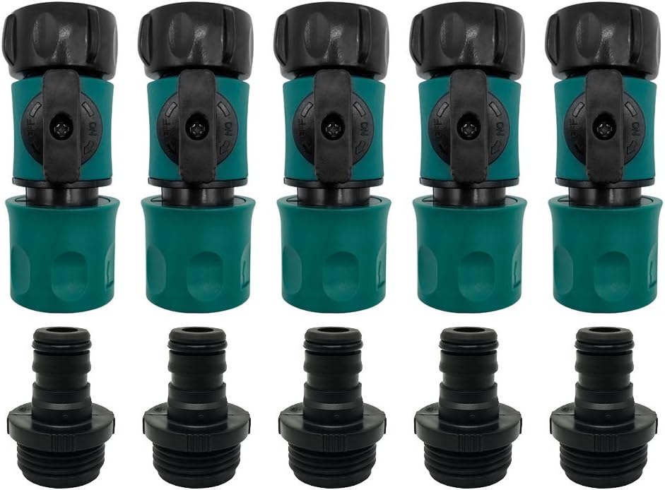 Manguera jardín plástico con válvula 3/4pulg conectores rápidos