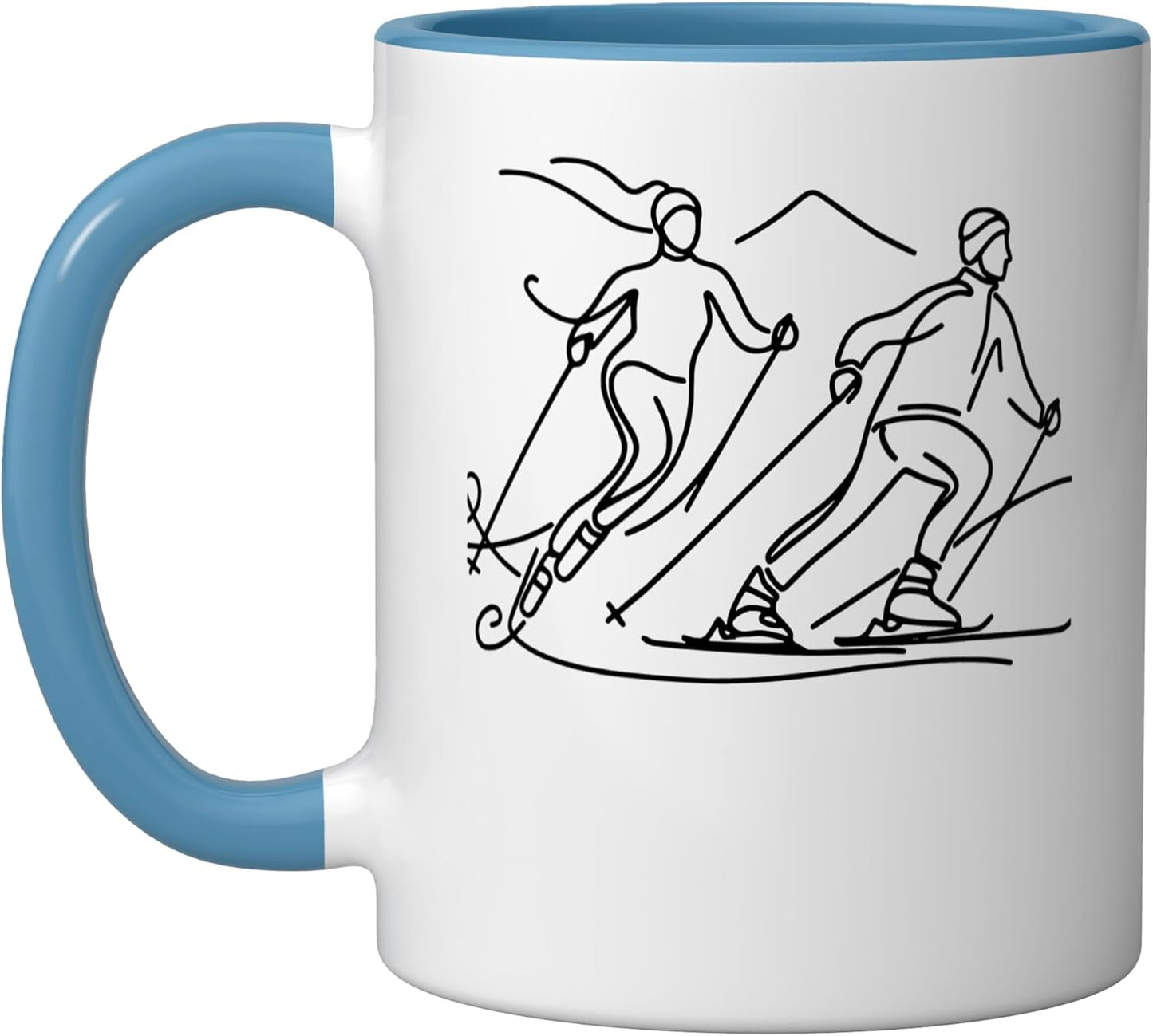 Taza Cerámica para Deportes de Invierno Azul/Blanco