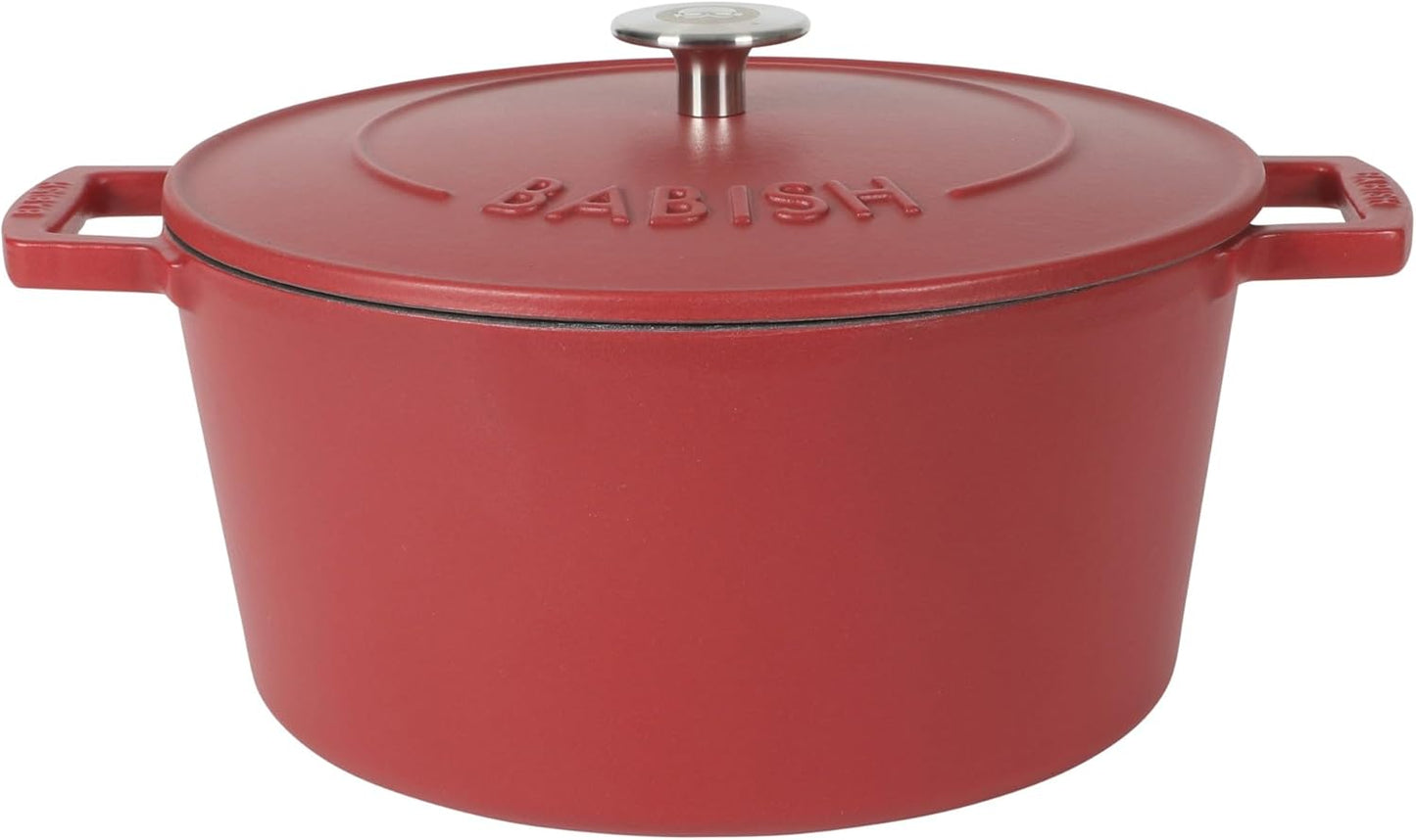 Horno Holandés Redondo Hierro Fundido Esmaltado 6qt Tapa Roja