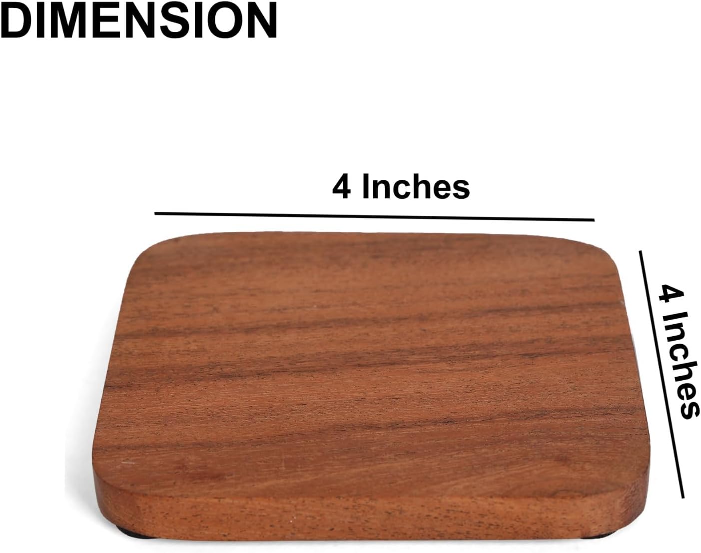 Set 4 Posavasos Acacia con Soporte Hierro Mesa Café