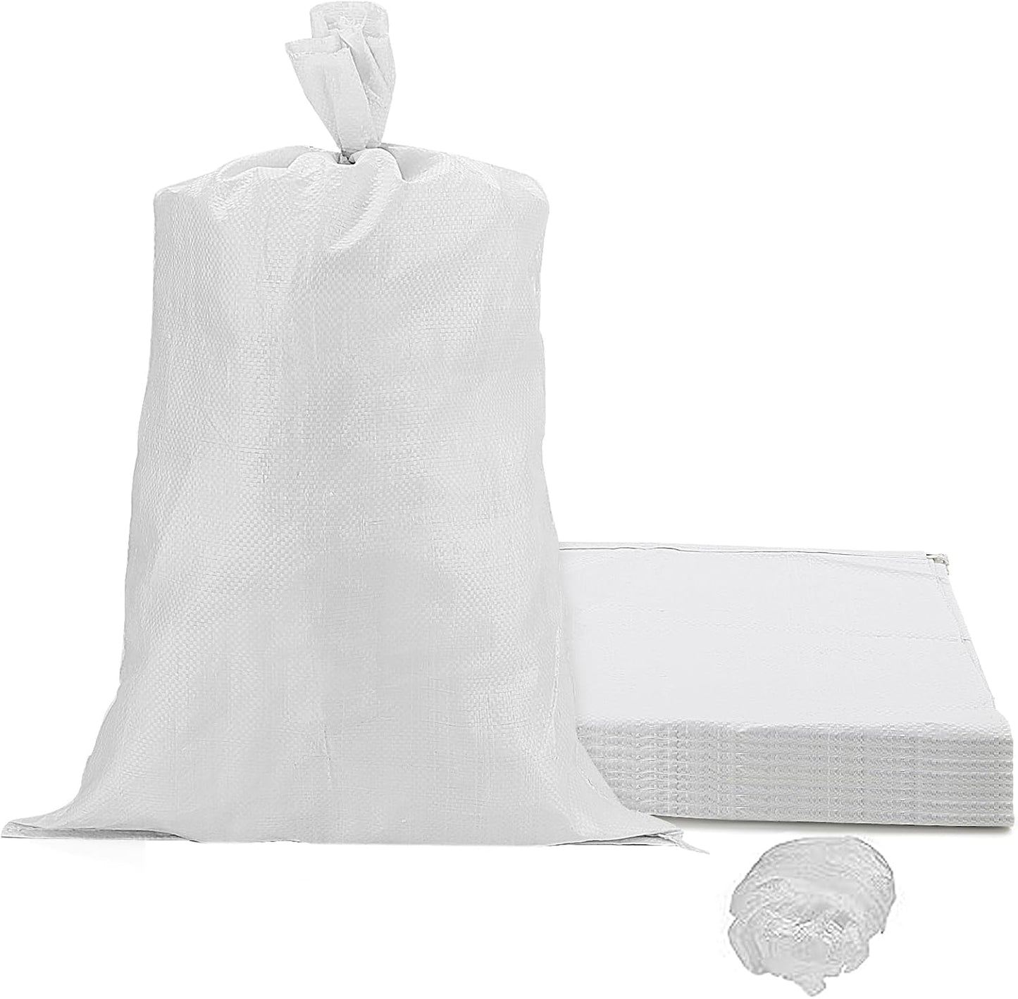 40 Bolsas Arena Blanca 18x30pulg Amarre Control Inundaciones