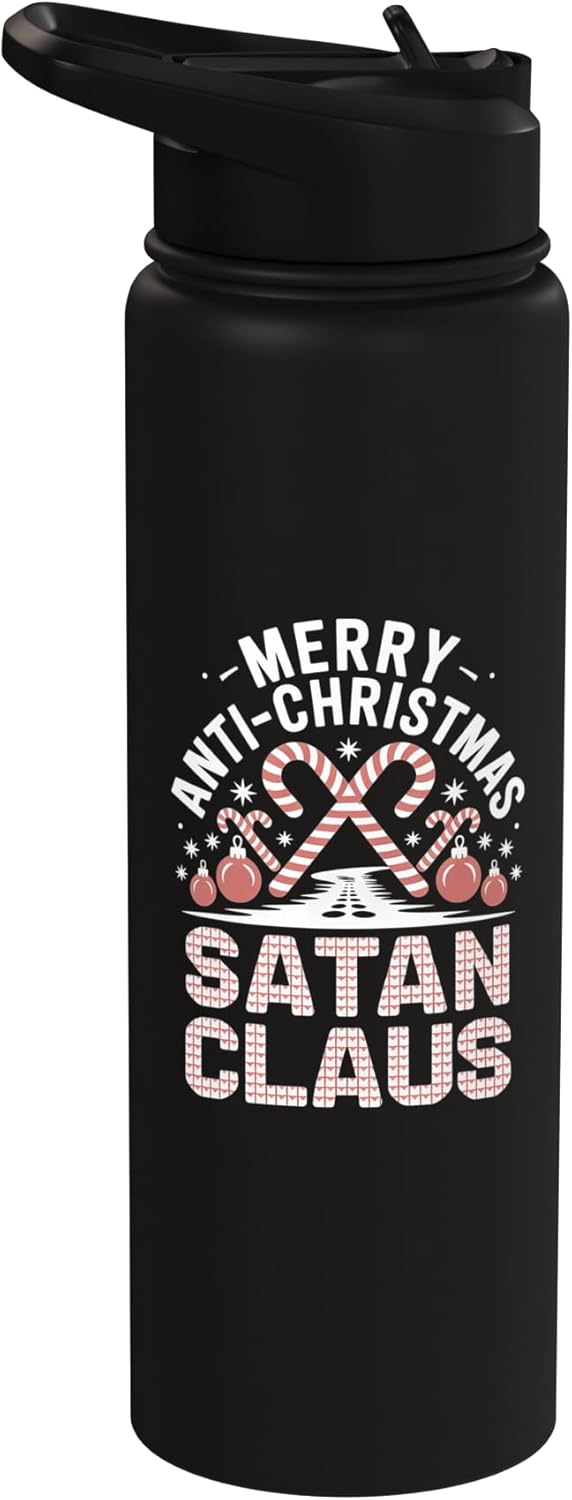 Bottella de agua aislada anti-navidad satan claus festiva acero inoxidable