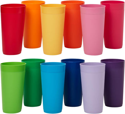 Vaso plástico irrompible sin BPA 20 oz 12 colores surtidos paquete de 12