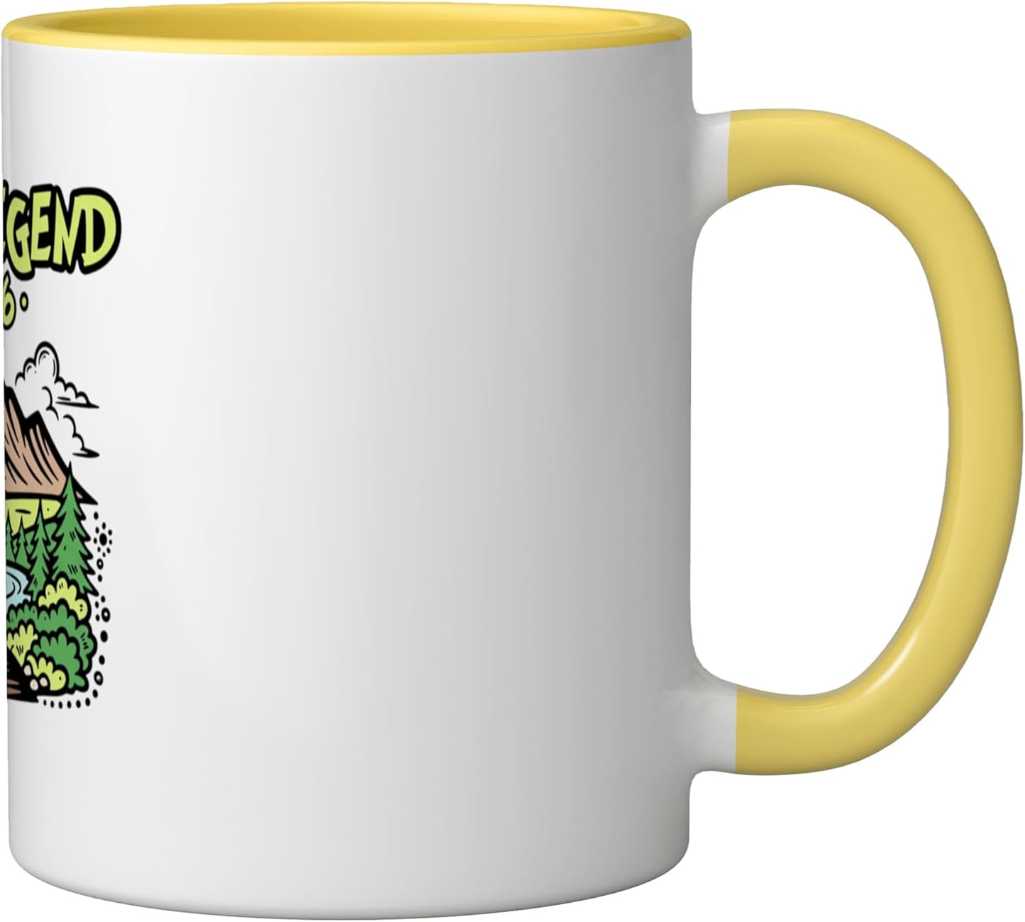 Taza cerámica estilo aventura montaña vintage 1996 amarillo/blanco