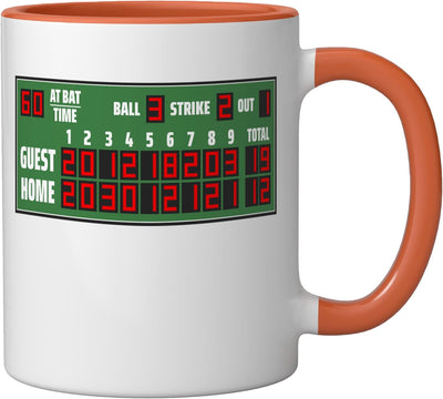 Taza de cerámica retro de béisbol color naranja y blanco