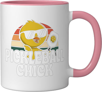 Taza de cerámica para mujer amante del pickleball rosa/blanco