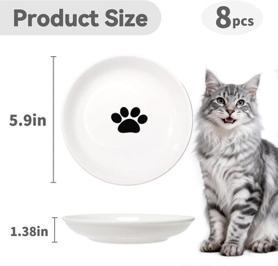 8 Pzas Cuencos Cerámica Gatos Anchos 5.9pulg Fáciles Limpiar