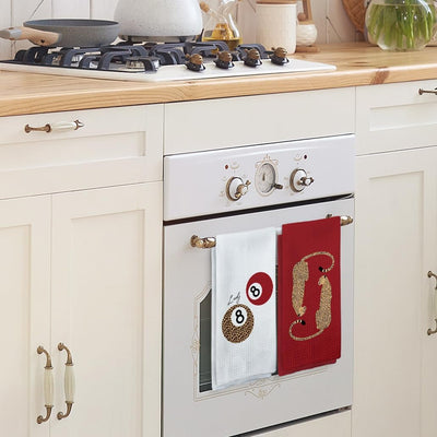 Juego de 2 toallas de cocina con diseño de leopardo rojo y 8 bolas